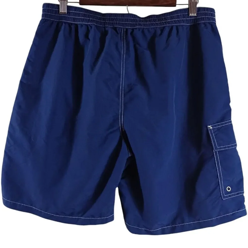 Polo Ralph Lauren Sz M Blue Cargo Swim Trunks Pink Pony Logo Casual Pool Shorts